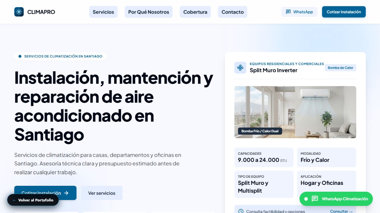 Captura del inicio de la demo CLIMAPRO