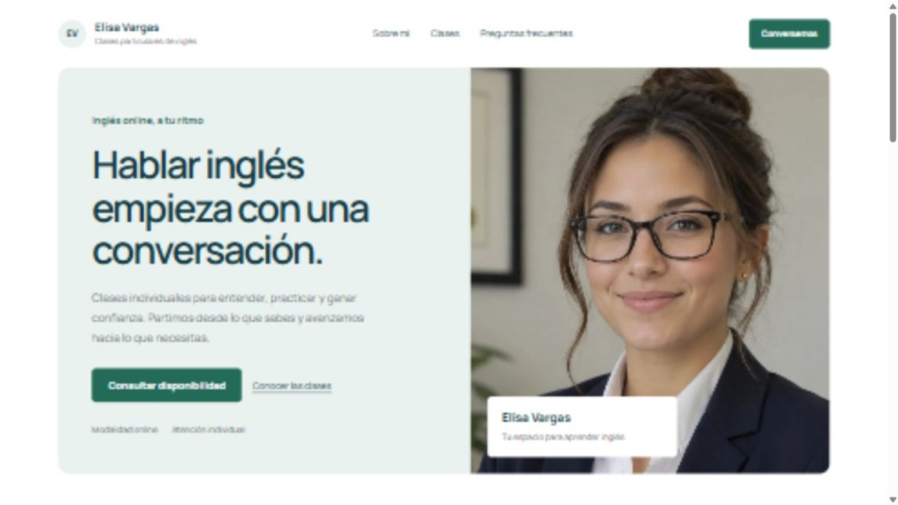 Captura del inicio de la demo Elisa Vargas