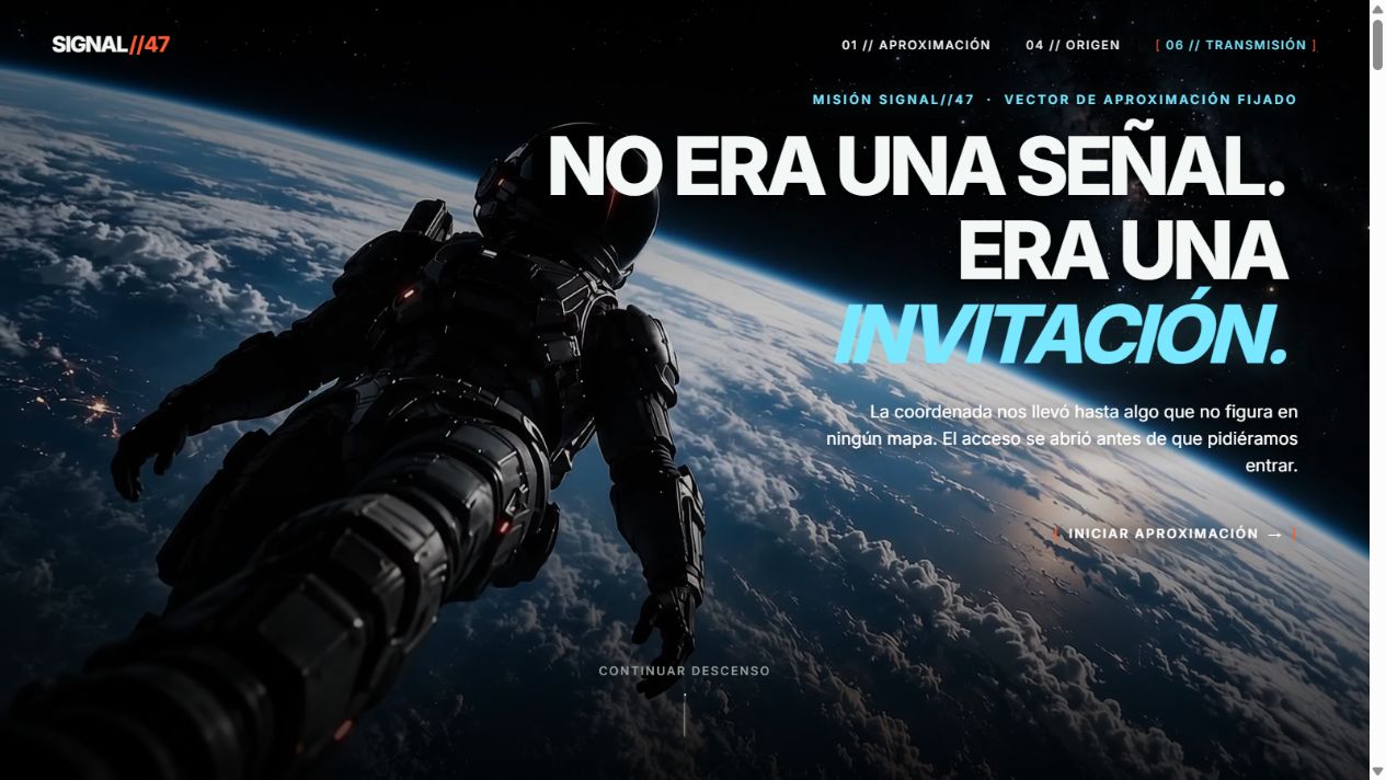 Captura del inicio de la demo SIGNAL//47
