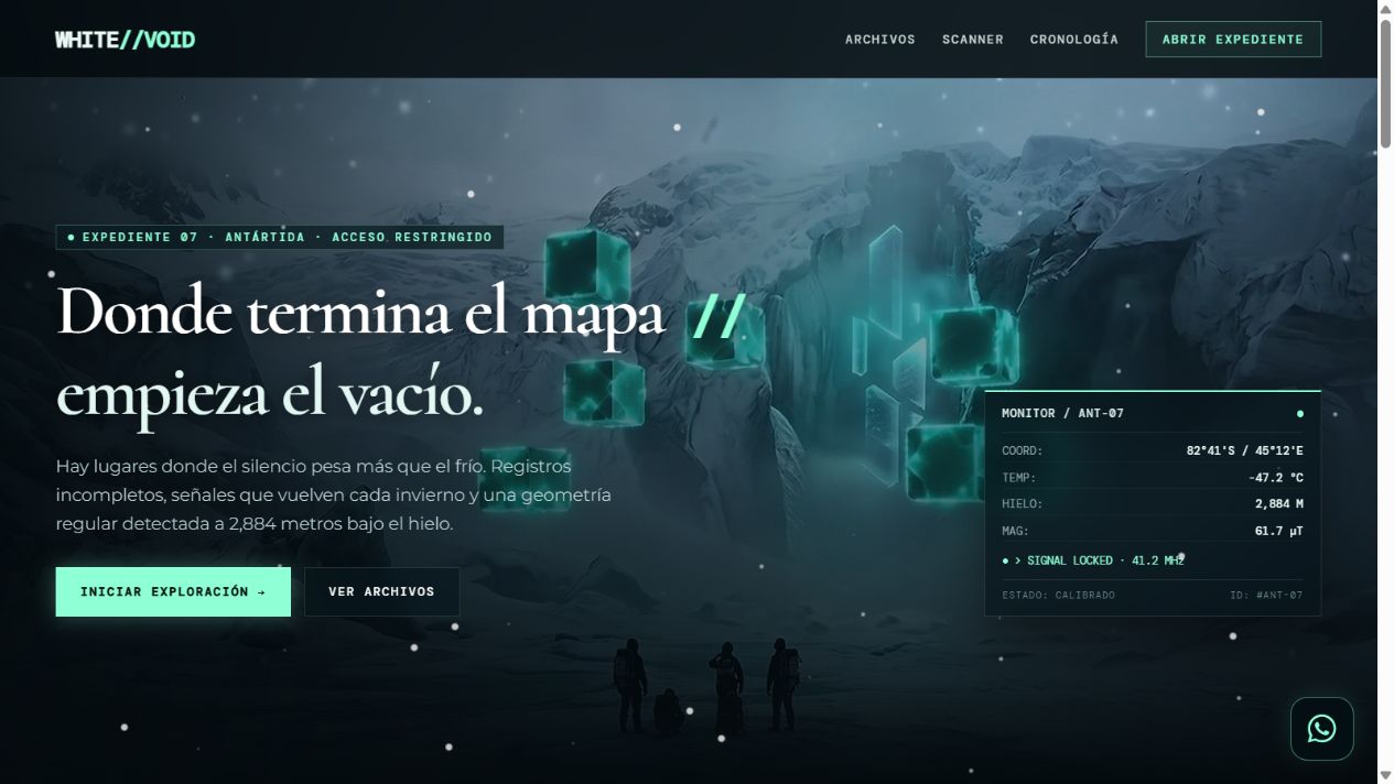 Captura del inicio de la demo WHITE//VOID